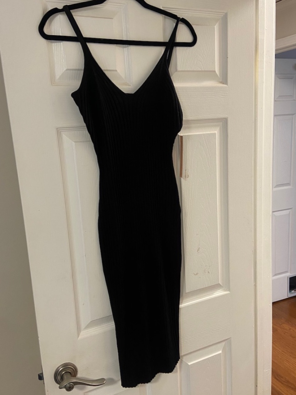 NWT Almost Famous Black Ribbed Knit Midi Dress - Size Medium